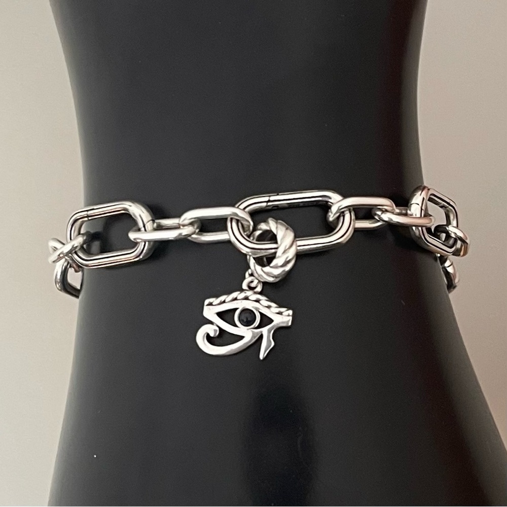 Sterling Silver Eye of Horus Egyptian Bracelet Dangle Charm